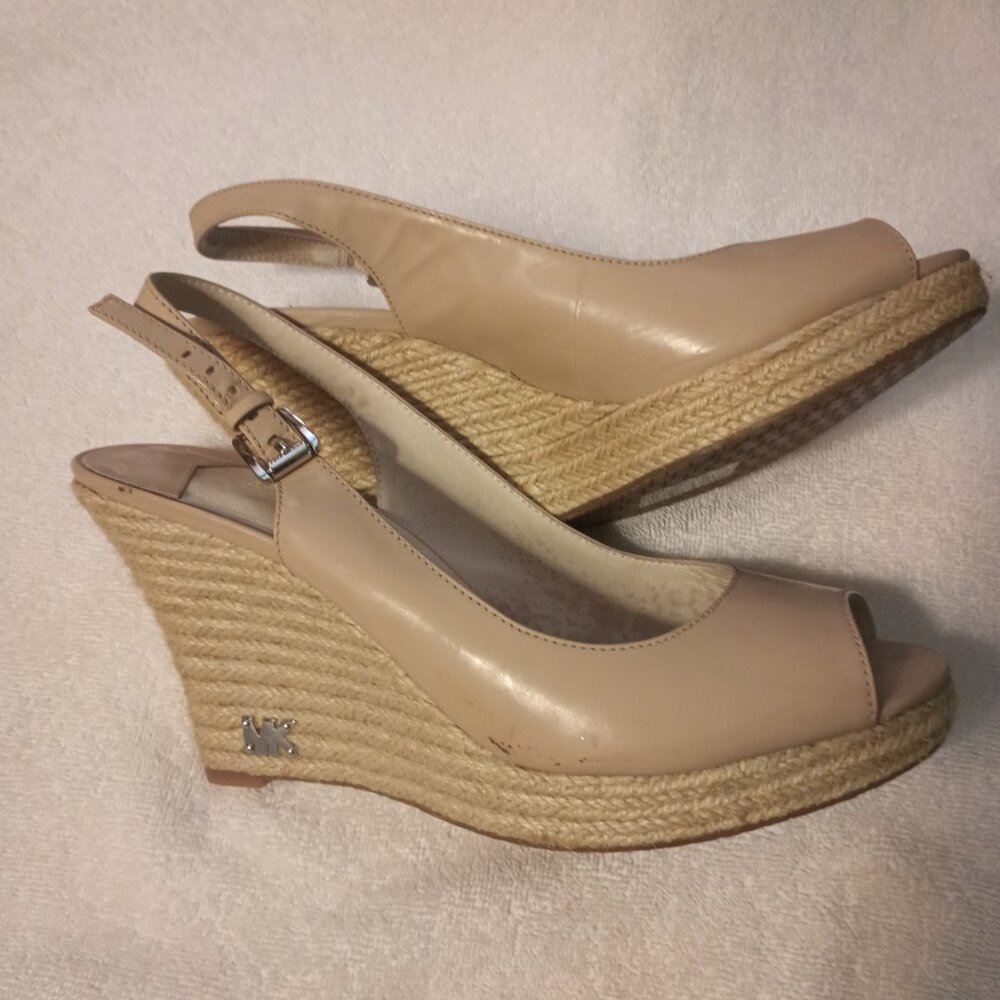 Michael Kors Peep-toe wedge heel slingback sandals. - Picture 2 of 4